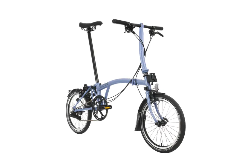 Brompton C Line Low Bar 6 Speed Bike with rack in Cloud Blue-6